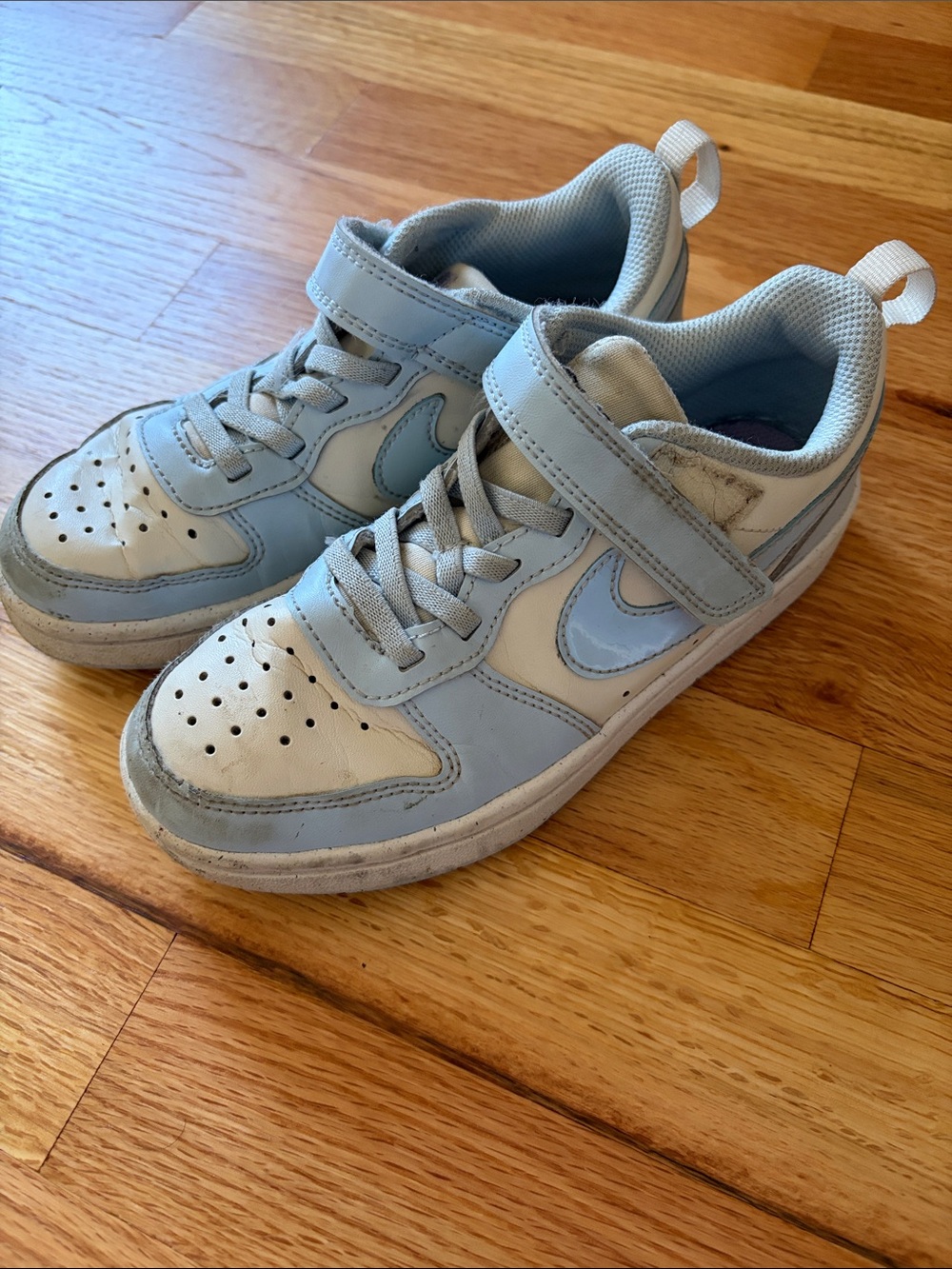 Kids Light Blue and White Nike Sneakers - 13